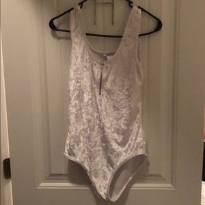 iHeartRaves White Velvet Bodysuit